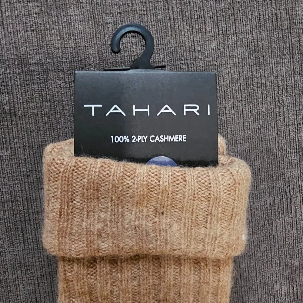 Tahari Women's Burlap Heather Ribbed Knit Cashmere Mittens Size OS